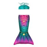 Kuaki Mermaids Star Kız Çocuk Deniz Kızı Kuyruklu Bikini Seti, Çok Renkli, Standart Beden,%80 Polyester%20 Elastan, 3D Pullu Baskı, İspanya Üretimi, Yaş Seçeneği (4-6 Yaş)
