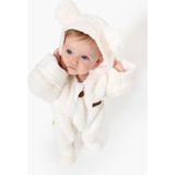 KUARK Unisex Bebek Welsoft Penye Astarlı Kendinden Eldivenli Bebek Astronot Kozmonot Tulum, Bebek Montu - Ekru - 9 Ay