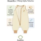 Kuarks Kışlık Kolsuz Çocuk Uyku Tulumu Peluş Tulum %100 Pamuk Astarlı Bebek Uyku Tulumu Unisex - Ekru - 1 - 2 Yaş