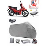 Kuba Ege 50 Branda Gri Arka Çanta Uyumlu(Topcase) Motosiket Brandası Motor Örtüsü Çadır Su Geçirmez Motosiklet Kılıfı Motor Brandası,lastikli,taşıma Torbalı