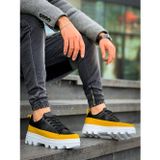 Kuback KB-056 Kuback Siyah Sarı Detaylı Beyaz Yüksek Taban Günlük Spor Ayakkabı