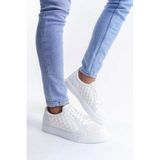 Kuback SLW166 Prestige Bağcıklı Cilt Kapitone Desenli Erkek Günlük Sneaker Ayakkabı Cbt - Beyaz