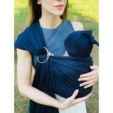 Kubbe Premium Anakucağı Esnek Halkalı Cepli Bebek Taşıma Şalı, Bebek Askısı Wrap Sling Kanguru - Lacivert
