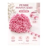 kubbe tekstil aksesuar 20 Metre Açık Pembe Ponpon Şerit – 1,1 cm Ponponlu Şerit – Havlu Kenarı, Bebek Battaniyesi, Yastık, Perde ve Dekoratif Tekstil Süsü