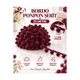 kubbe tekstil aksesuar 20 Metre Bordo Ponpon Şerit – 1,1 cm Ponponlu Şerit – Havlu Kenarı, Bebek Battaniyesi, Yastık, Perde ve Dekoratif Tekstil Süsü