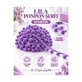 kubbe tekstil aksesuar 20 Metre Lila Ponpon Şerit – 1,1 cm Ponponlu Şerit – Havlu Kenarı, Bebek Battaniyesi, Yastık, Perde ve Dekoratif Tekstil Süsü