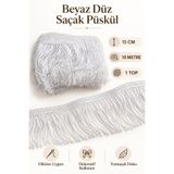 kubbe tekstil aksesuar Beyaz Düz Saçak Püskül 15 cm 10 Metre – Perde, Runner, Masa Örtüsü, Yastık ve Dekoratif Tekstil Süsleme Şeridi