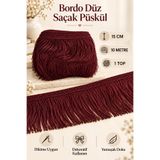 kubbe tekstil aksesuar Bordo Düz Saçak Püskül 15 cm 10 Metre – Perde, Runner, Masa Örtüsü, Yastık ve Dekoratif Tekstil Süsleme Şeridi
