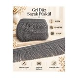 kubbe tekstil aksesuar Gri Düz Saçak Püskül 15 cm 10 Metre – Perde, Runner, Masa Örtüsü, Yastık ve Dekoratif Tekstil Süsleme Şeridi