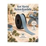 kubbe tekstil aksesuar Kot Mavisi Keten Kurdele 2,5 cm – 1 Top 20 Metre – Dekoratif Fiyonk, Hediye Paketleme, Süsleme ve Tekstil Aksesuar Kurdele