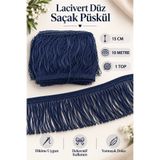 kubbe tekstil aksesuar Lacivert Düz Saçak Püskül 15 cm 10 Metre – Perde, Runner, Masa Örtüsü, Yastık ve Dekoratif Tekstil Süsleme Şeridi