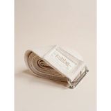 Kubbe Yoga Kemeri – 240 cm x 4 cm | %100 Organik Pamuk, Metal Tokalı, Esneme ve Duruş Destek Kayışı - Bej