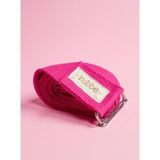 Kubbe Yoga Kemeri – 240 cm x 4 cm | %100 Organik Pamuk, Metal Tokalı, Esneme ve Duruş Destek Kayışı - Pembe