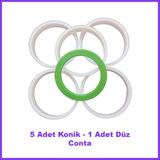 Kubermatu Evye Sifon Conta Seti 5 Adet Konik 1 Adet Düz Uygun Teka Franke Dominox Artenova Ukinox Blanco