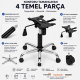 Kübra Büro Ofis Koltuğu Tamir Seti Metal Ayaklı Dayanıklı Amortisör 5’li Teker Çift Kollu Mekanizma - 3 Parça