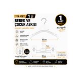 KübraStore Bebek ve Çocuk Askısı 1 'li Set – 1 Askı + 1 Mandallı Askı | Ergonomik, Dayanıklı, Beyaz Çocuk Dolap Düzenleyici