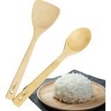 Küche & Haus Ahşap Kaşık Set 2'li El Yapımı Doğal Ahşap Yemek Pişirme Tahta Kaşık