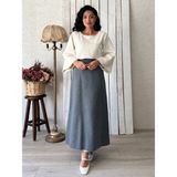 Küçüğüm Butik Antrasit Uzun Kaşe Etek - 4XL - 5XL