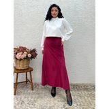 Küçüğüm Butik Bordo Fitilli Kadife A Kesim Etek - L - XL