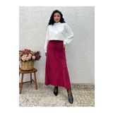 KÜÇÜĞÜM BUTİK Bordo Fitilli Kadife A Kesim Etek