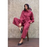 KÜÇÜĞÜM BUTİK Bordo Poplin Gömlek ve Pileli Poplin Pantolon İkili Takım (GÖMLEK-PANTOLON)