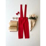 Küçüğüm Butik Erkek Çocuk Kırmızı Salopet Ve Papyon - 6 - 7 Yaş