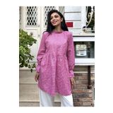 KÜÇÜĞÜM BUTİK Fırfır Yakalı Pembe Çıtır Poplin Tunik