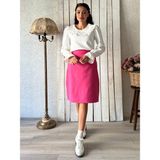 Küçüğüm Butik Fuşya Pembesi Kısa Kaşe Etek - 4XL - 5XL