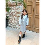 Küçüğüm Butik Gri Kaşe Kız Çocuk Kışlık V Yaka Jile Elbise - 1 - 2 Yaş