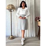 Küçüğüm Butik Gri Renk Kısa Kaşe Etek - 4XL - 5XL