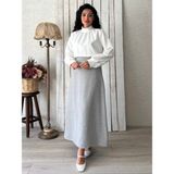 Küçüğüm Butik Gri Uzun Kaşe Etek - L - XL