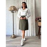 Küçüğüm Butik Haki Yeşil Kısa Kaşe Etek - 4XL - 5XL