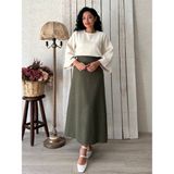 Küçüğüm Butik Haki Yeşil Uzun Kaşe Etek - L - XL