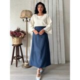 Küçüğüm Butik Indigo Mavisi Uzun Kaşe Etek - İndigo - L - XL