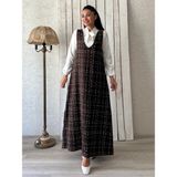 Küçüğüm Butik Kahverengi Tüvit A-Kesim Jile Elbise - L - XL