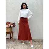 Küçüğüm Butik Kiremit Fitilli Kadife A Kesim Etek - L - XL