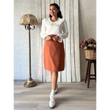 Küçüğüm Butik Kiremit Rengi Kısa Kaşe Etek - L - XL