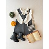 Küçüğüm Butik Kışlık Kaşe V Yaka Antrasit Jile Kız Elbise - 2 - 3 Yaş