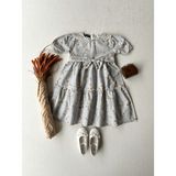 Küçüğüm Butik Kız Çocuk Bahar Dalı Poplin Elbise - Gri - 6 - 7 Yaş