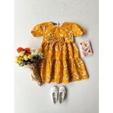 Küçüğüm Butik Kız Çocuk Bahar Dalı Poplin Elbise - Hardal - 7 - 8 Yaş