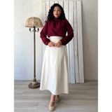 Küçüğüm Butik Krem Uzun Kaşe Etek - L - XL