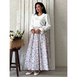 Küçüğüm Butik Lila Açelya Çiçeği Poplin Kloş Etek - S - M
