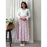 Küçüğüm Butik Pembe Açelya Çiçeği Kloş Poplin Etek - S - M