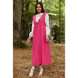 Küçüğüm Butik Pembe Kaşe Uzun Kışlık V Yaka Jile Elbise - L - XL