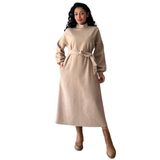 KÜÇÜĞÜM Butik Salaş Kaşe Elbise (Bej, L-XL)