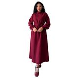 KÜÇÜĞÜM Butik Salaş Kaşe Elbise (Bordo, S-M)