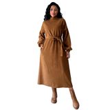 KÜÇÜĞÜM Butik Salaş Kaşe Elbise (Camel, L-XL)