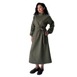 KÜÇÜĞÜM Butik Salaş Kaşe Elbise (Haki Yeşil, L-XL)