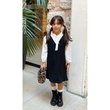 Küçüğüm Butik Siyah Kaşe Kız Çocuk Kışlık V Yaka Jile Elbise - 5 - 6 Yaş