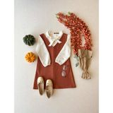 Küçüğüm Butik Somon Kaşe Kız Çocuk Kışlık V Yaka Jile Elbise - 1 - 2 Yaş